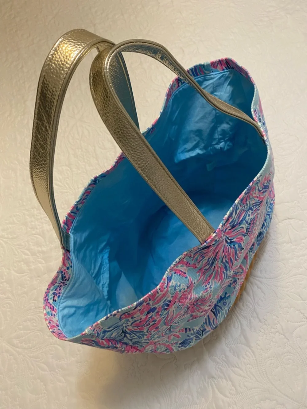 Lilly Pulitzer Canvas Wicker RARE Beach Tote Bag - Picture 14 of 15